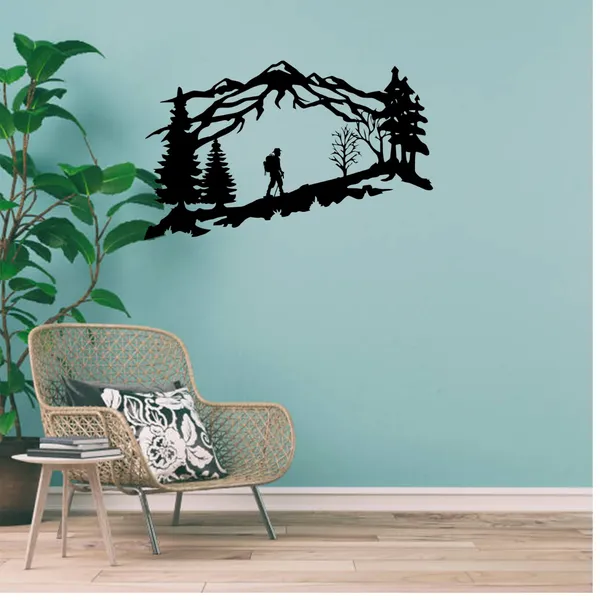 Metal_Wall_Art_for_Home_Decoration__|_Mountain_Backpacker__|_Black