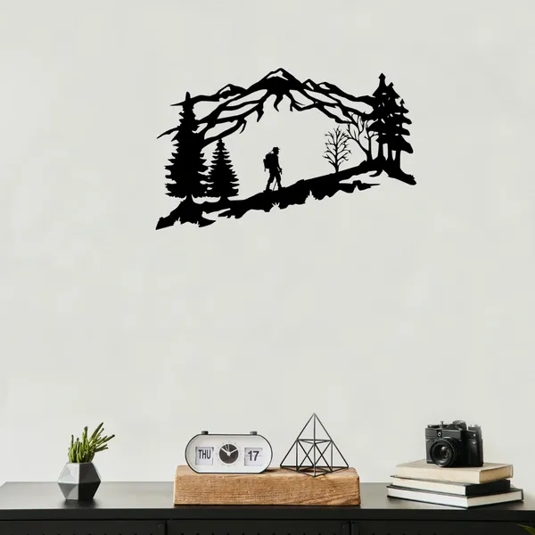 Metal_Wall_Art_for_Home_Decoration__|_Mountain_Backpacker__|_Black