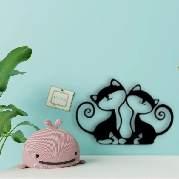 Wooden_Wall_Art_for_Home_Decoration__|2_Cat_Friends_|_Black