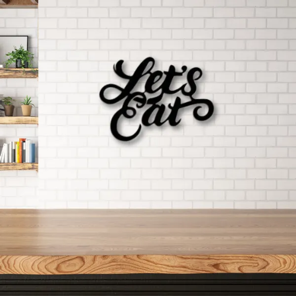 Wooden_Wall_Art_for_Home_Decoration__|Let's_Eat_|_Black