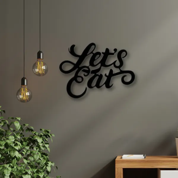 Wooden_Wall_Art_for_Home_Decoration__|Let's_Eat_|_Black