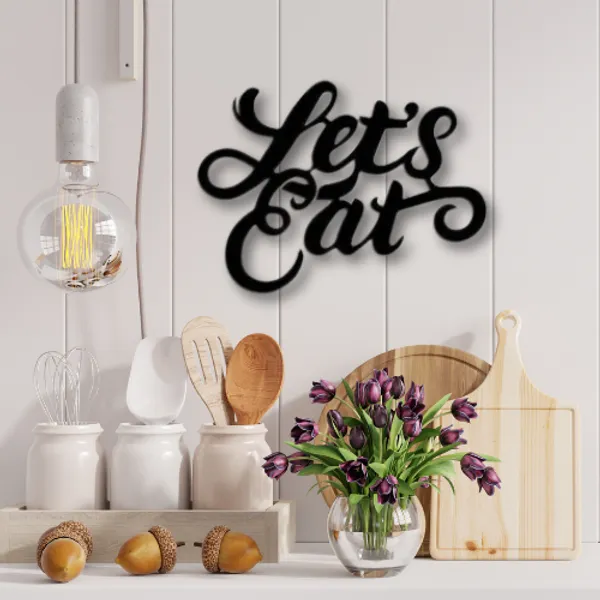 Wooden_Wall_Art_for_Home_Decoration__|Let's_Eat_|_Black