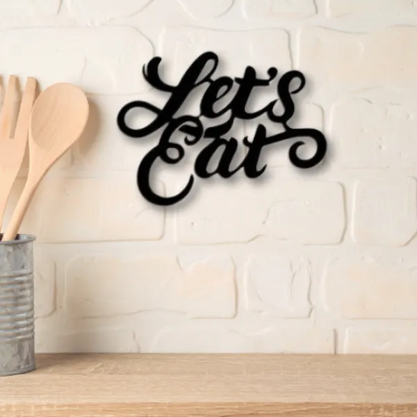Wooden_Wall_Art_for_Home_Decoration__|Let's_Eat_|_Black