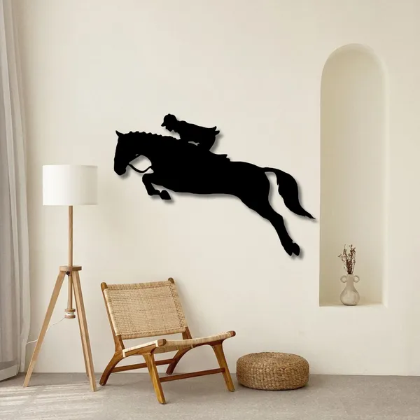 Wooden_Wall_Art_for_Home_Decoration__|High-Jumping_Horse_with_Jockey_|_Black