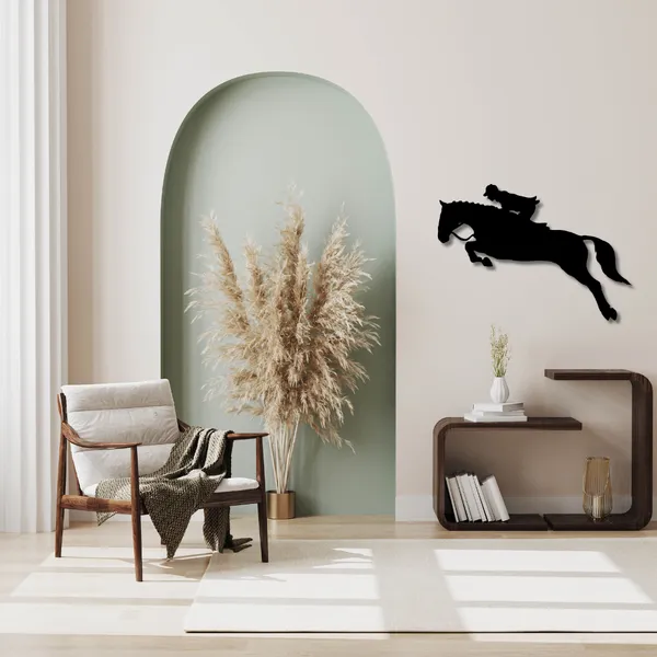 Wooden_Wall_Art_for_Home_Decoration__|High-Jumping_Horse_with_Jockey_|_Black