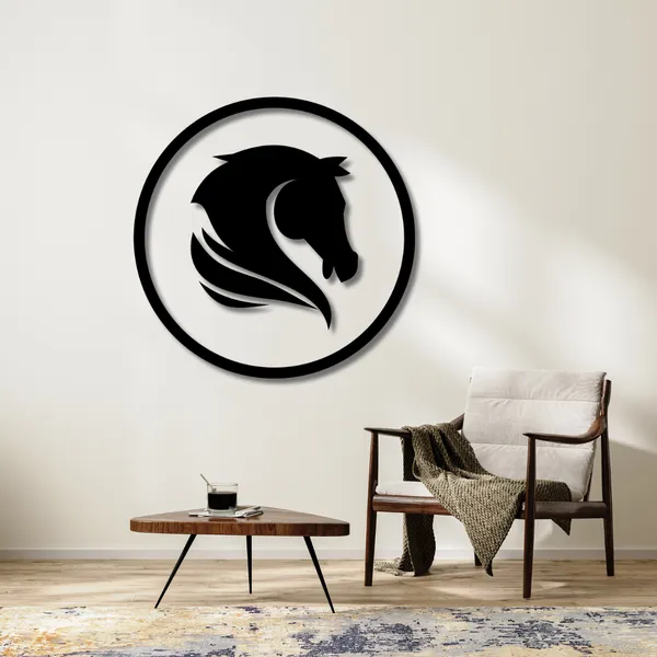 Wooden_Wall_Art_for_Home_Decoration__|Royal_Horse_Head_in_Circular_Frame_|_Black