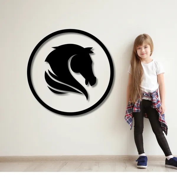 Wooden_Wall_Art_for_Home_Decoration__|Royal_Horse_Head_in_Circular_Frame_|_Black
