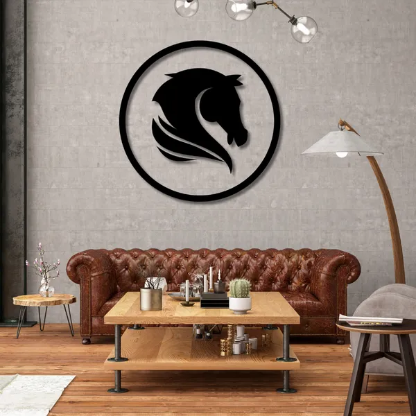 Wooden_Wall_Art_for_Home_Decoration__|Royal_Horse_Head_in_Circular_Frame_|_Black