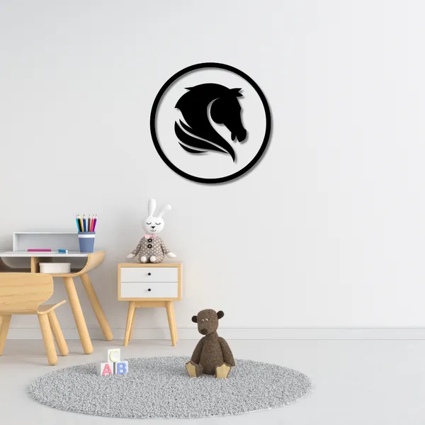 Wooden_Wall_Art_for_Home_Decoration__|Royal_Horse_Head_in_Circular_Frame_|_Black