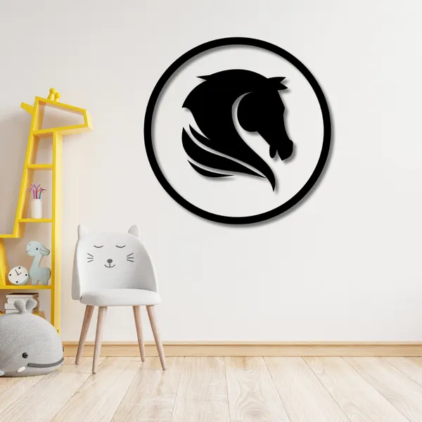 Wooden_Wall_Art_for_Home_Decoration__|Royal_Horse_Head_in_Circular_Frame_|_Black