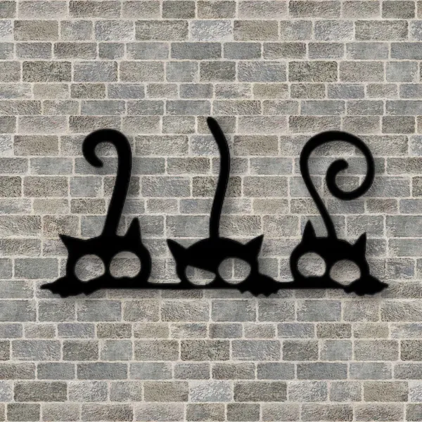 Wooden_Wall_Art_for_Home_Decoration__|3_Peeking_Cats_|_Black