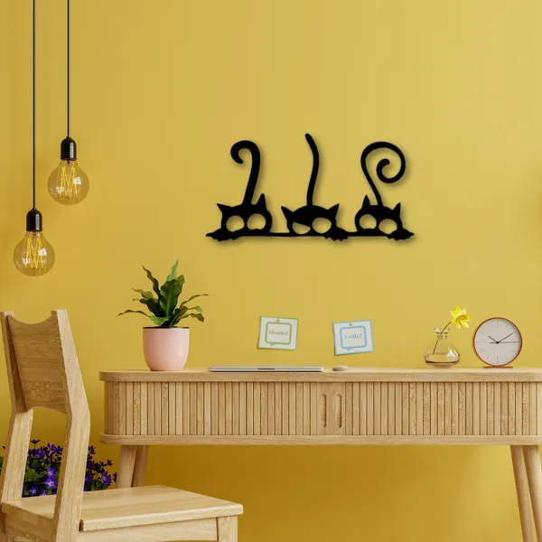 Wooden_Wall_Art_for_Home_Decoration__|3_Peeking_Cats_|_Black