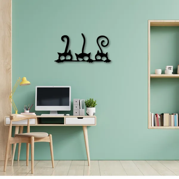 Wooden_Wall_Art_for_Home_Decoration__|3_Peeking_Cats_|_Black