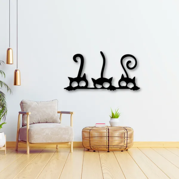 Wooden_Wall_Art_for_Home_Decoration__|3_Peeking_Cats_|_Black