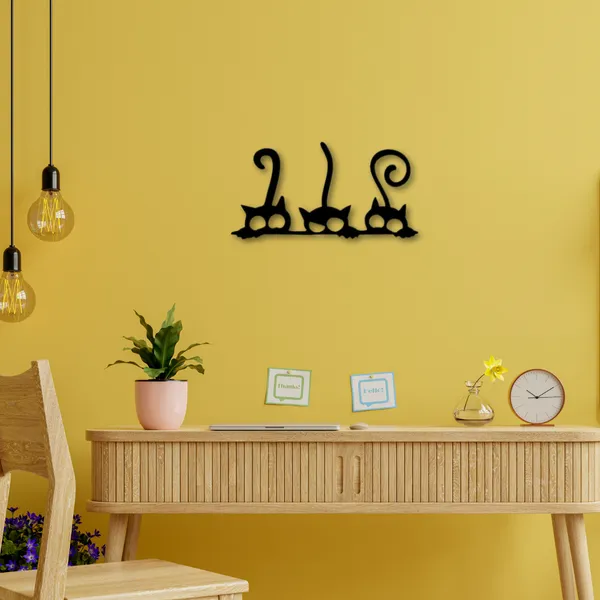Wooden_Wall_Art_for_Home_Decoration__|3_Peeking_Cats_|_Black