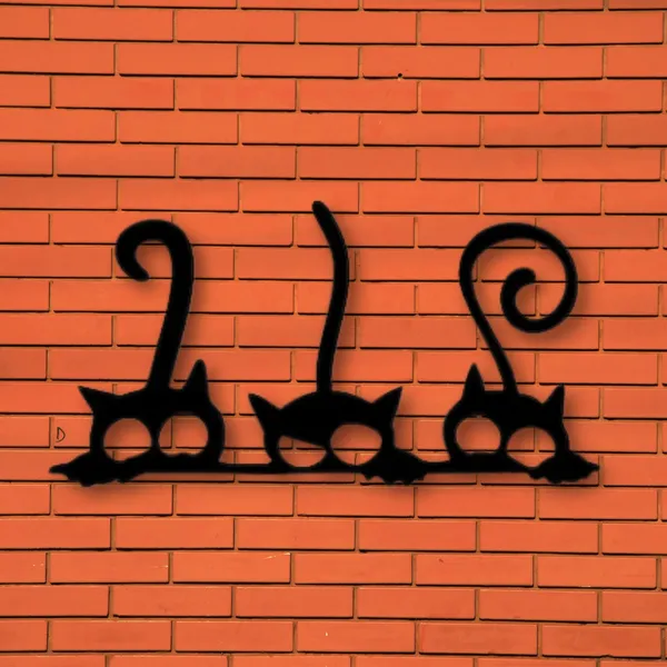 Wooden_Wall_Art_for_Home_Decoration__|3_Peeking_Cats_|_Black