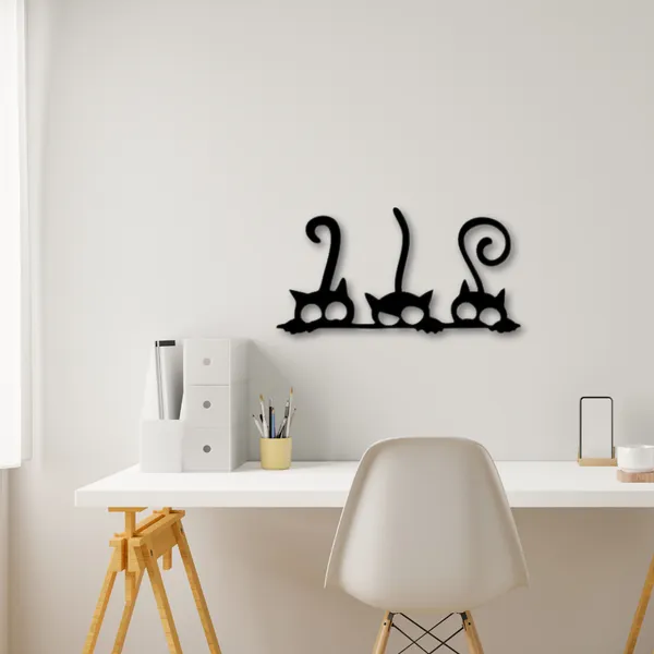Wooden_Wall_Art_for_Home_Decoration__|3_Peeking_Cats_|_Black