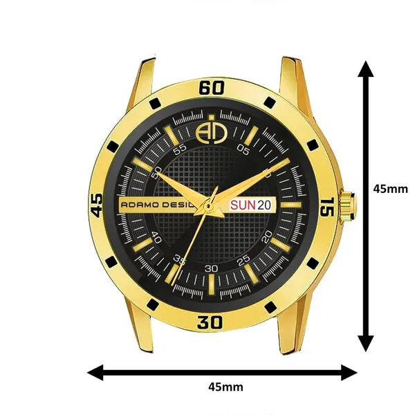 ADAMO_Stainless_Steel_Designer_Golden_Chain_with_Black_Round_Shape_Day_&_Date_Dial_Men's_&_Boy's_Analog_Watch_887YYM02