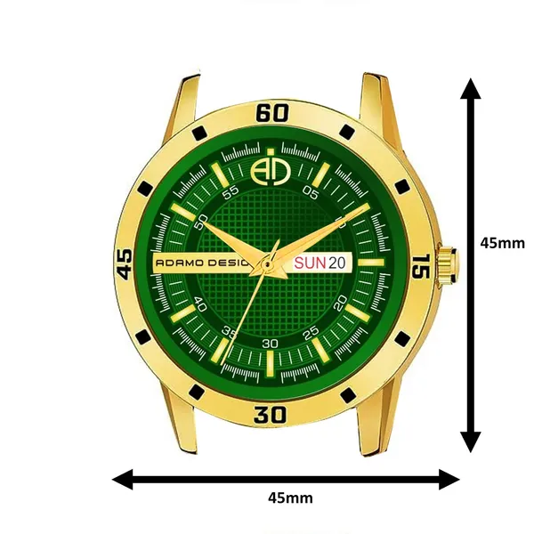 ADAMO_Stainless_Steel_Designer_Golden_Chain_with_Green_Round_Shape_Day_&_Date_Dial_Men's_&_Boy's_Analog_Watch_887YYM16