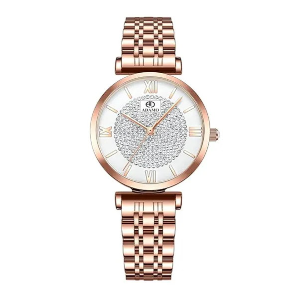ADAMO_Desinger_Women_Rose_Gold_Analog_Round_Diamond_Studded_White_Dial_Women's_&_Girl's_Watches_888KKM01