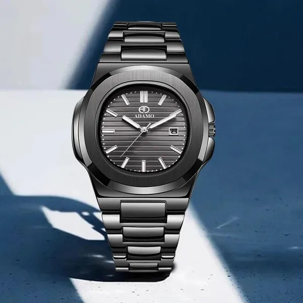 ADAMO_Quartz_Analog_Black_Square_shape_Date_Dial_with_Blackl_Stainless_Steel_Strap_Watch_for_Men-891NNM02