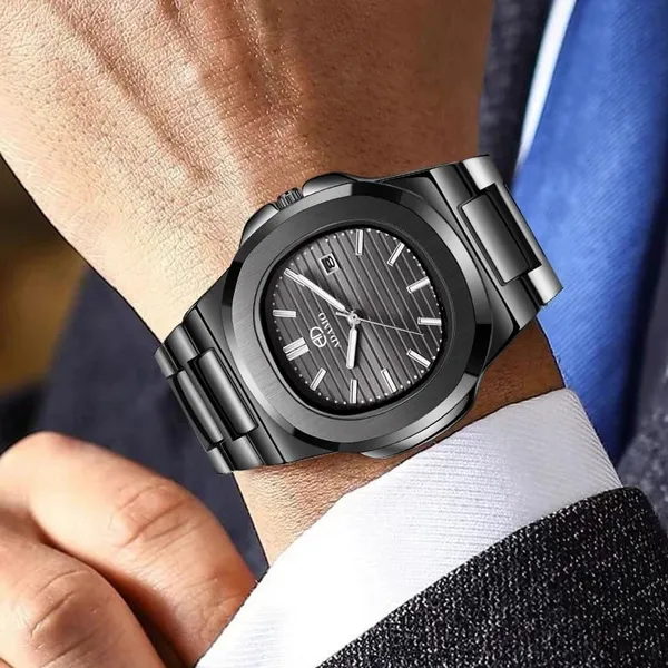 ADAMO_Quartz_Analog_Black_Square_shape_Date_Dial_with_Blackl_Stainless_Steel_Strap_Watch_for_Men-891NNM02