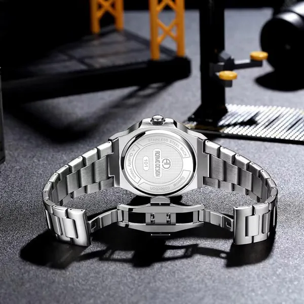 ADAMO_Quartz_Analog_Grey_Square_shape_Date_Dial_Stainless_Steel_Strap_Watch_for_Men-891SSM15
