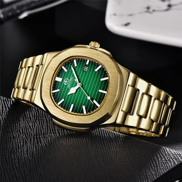 ADAMO_Quartz_Analog_Green_Square_shape_Date_Dial_Stainless_Steel_Strap_Watch_for_Men-891YYM16