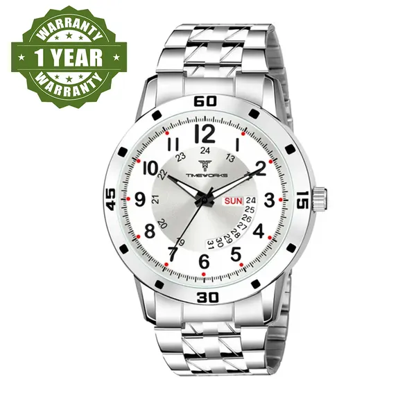 Timeworks_Designer_Round_Day_&_Date_White_Dial_Men'S_&_Boy'S_Watch