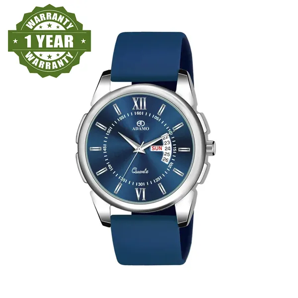 Blue Designer Watches Online ADAMO Blue Designer Round Dial Day