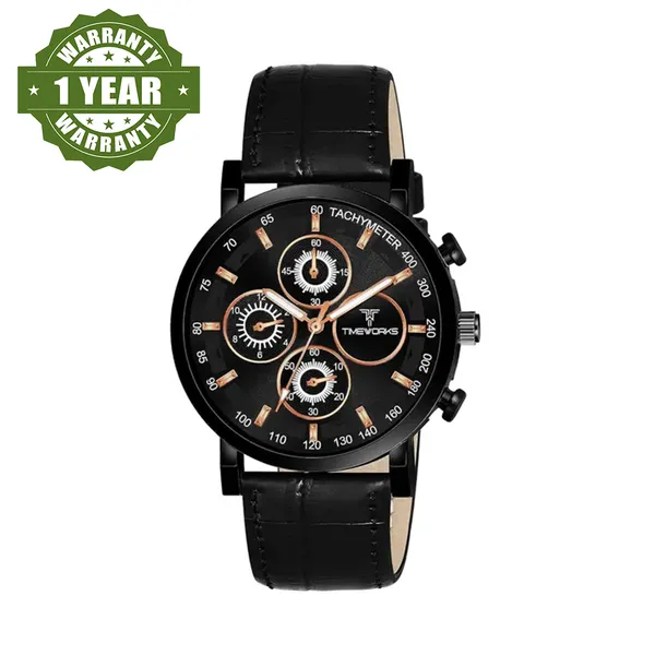 Timeworks_Analogue_Round_Shaped_Black_Dial_Leather_Strap_Men'S_And_Boy'S_Watch