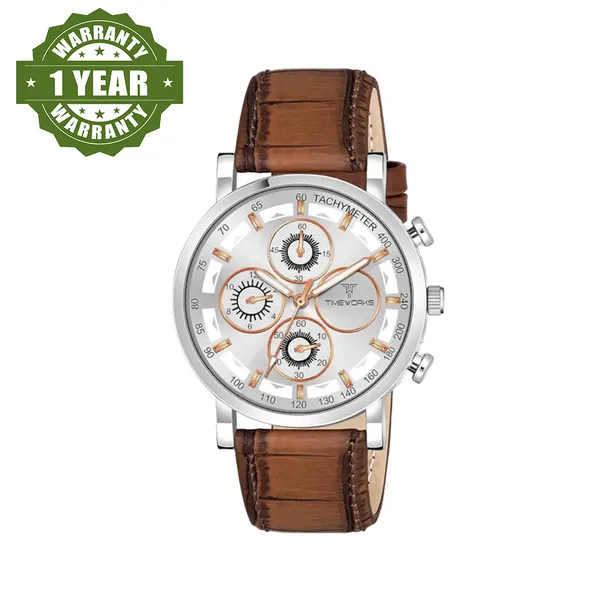 Timeworks_Analogue_Round_Shaped_White_Dial_Leather_Strap_Men'S_And_Boy'S_Watch