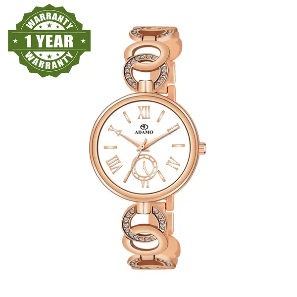 White_&_Rose_Gold_Designer_Dial_Women_&_Girls_Watch