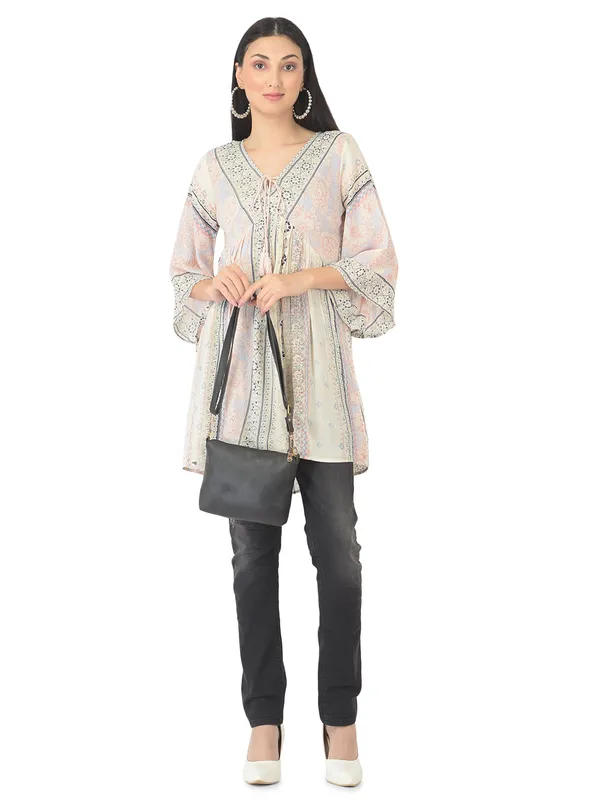 Light_Blue_Floral_Printed_Casual_Stylish_Longline_Top_For_Women_Short_Kurta
