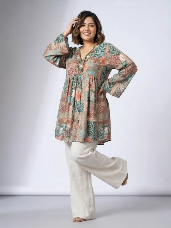Floral_Printed_Casual_Stylish_Longline_Top_For_Women_Short_Kurta_Kimono