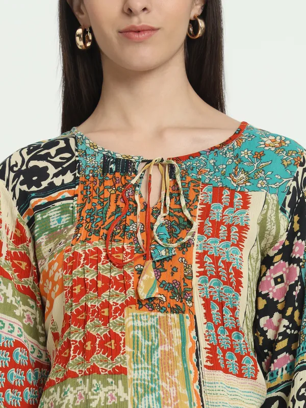 VELDRESS,FULL_SLEEVES_pleats_at_front_,doori_at_neck_,round_neck_PRINTED_TOP