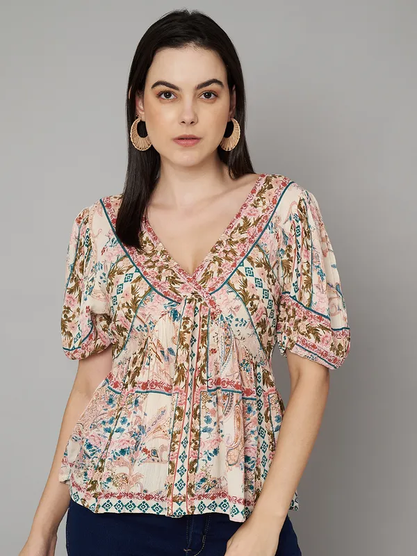 placement_print_pink_half_sleeves_top_v_neck