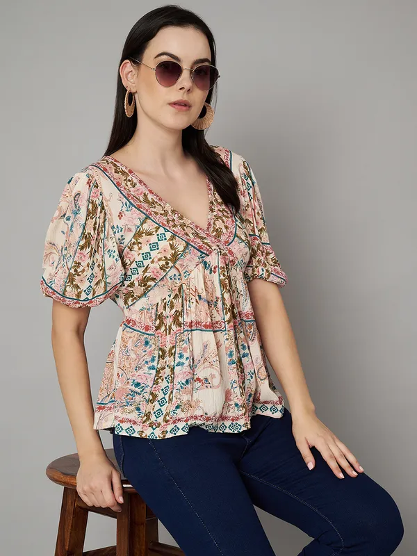 placement_print_pink_half_sleeves_top_v_neck