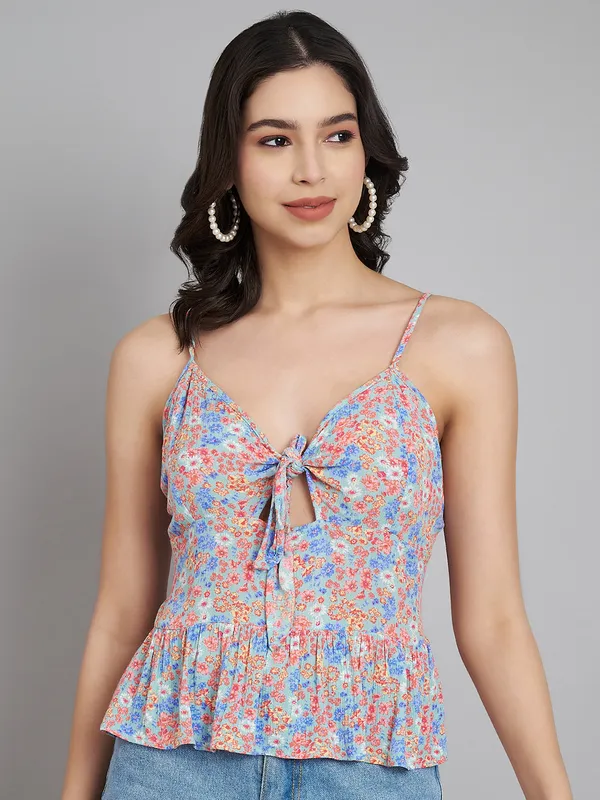 Multicolor_Women_Ladies_Printed_Single_Strip_Sleeve_Top_Beachwear_Summer_Wear