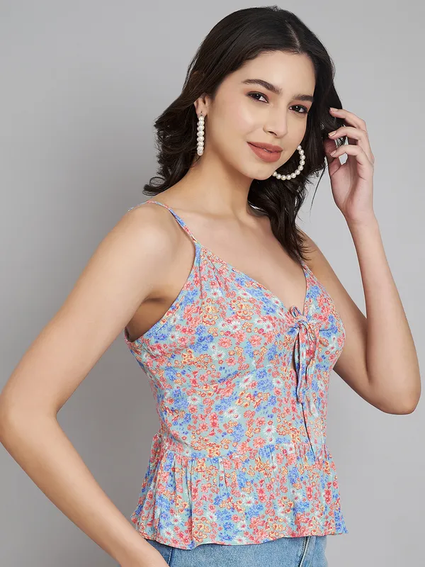 Multicolor_Women_Ladies_Printed_Single_Strip_Sleeve_Top_Beachwear_Summer_Wear