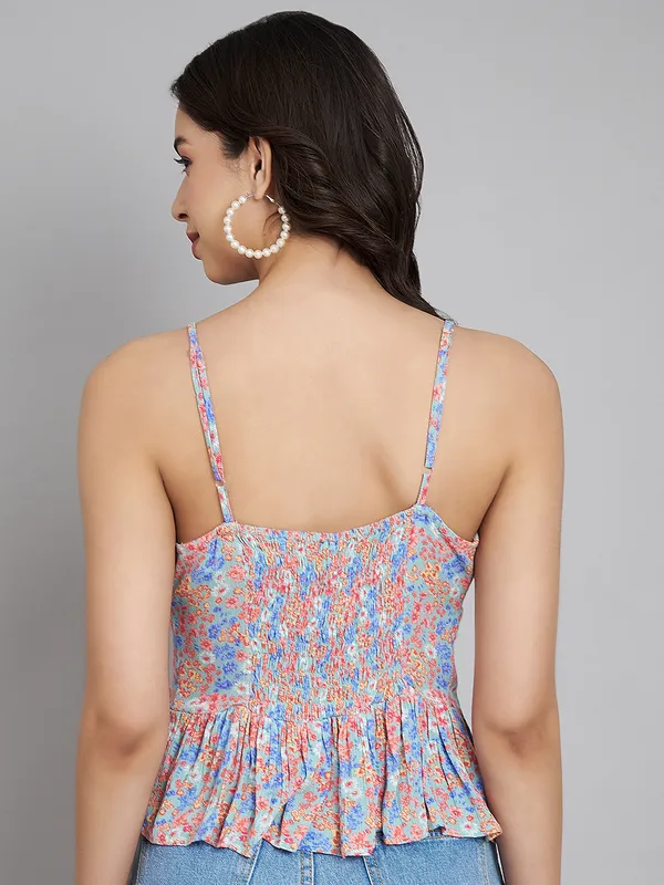 Multicolor_Women_Ladies_Printed_Single_Strip_Sleeve_Top_Beachwear_Summer_Wear