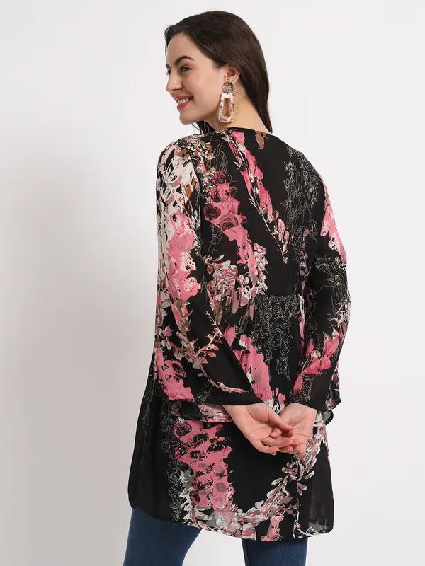 Pik_Floral_With_Abstract_Print_Tunic_Fit_And_Flare_Casual_Top_For_Women_|_Embroidery_V_Neck