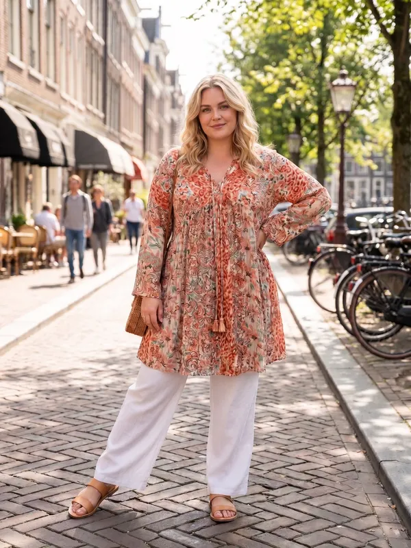 Plus_Size_RUST_Floral_Printed_Casual_Stylish_Longline_Top_For_Women