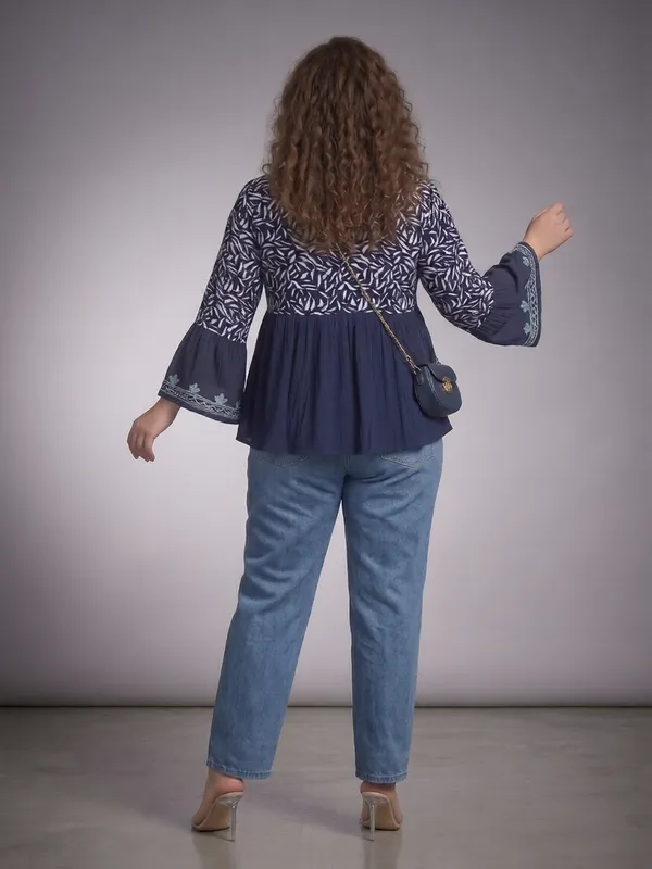 Plus_Size_V_Neck_Mandrain_Collor_Crochet_Lace_Embroidered_Bell_Full_Sleeves_Top