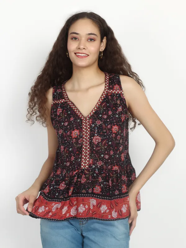 RED__Floral_Boho_Printed_Short_Kurta_Asymmetric_Summer_Fit_And_Flare_Casual_Stylish_Top_For_Women