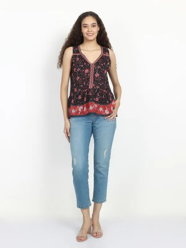 RED__Floral_Boho_Printed_Short_Kurta_Asymmetric_Summer_Fit_And_Flare_Casual_Stylish_Top_For_Women
