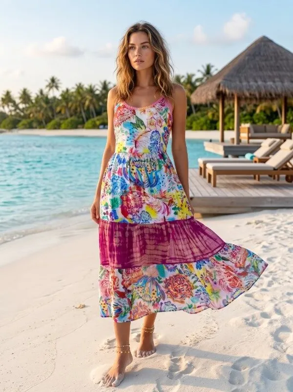 Tiered_adjustable_strap_mix_and_match_round_neck_,_belt_at_waist,_lace_and_at_neck_processed__hand_Tye_dye_washed_long_dress,beach_resort_wear