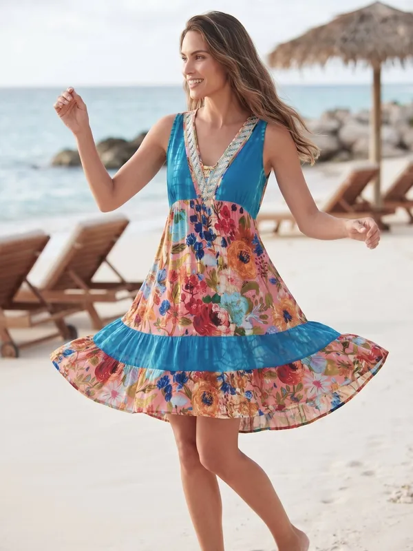 Tiered_v_neck__mix_and_match__,_zari_embrodered_lace_elastic_on_back_processed__haND_Tye_dye_washed_mini_dress