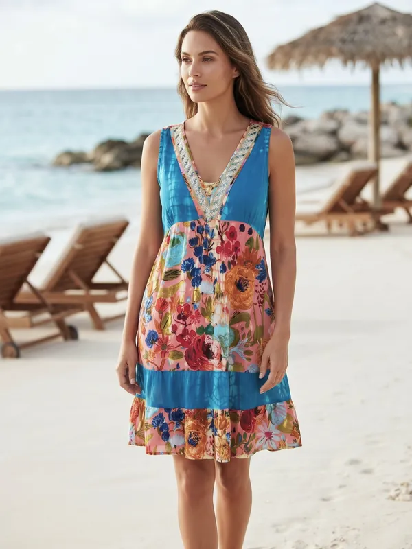 Tiered_v_neck__mix_and_match__,_zari_embrodered_lace_elastic_on_back_processed__haND_Tye_dye_washed_mini_dress