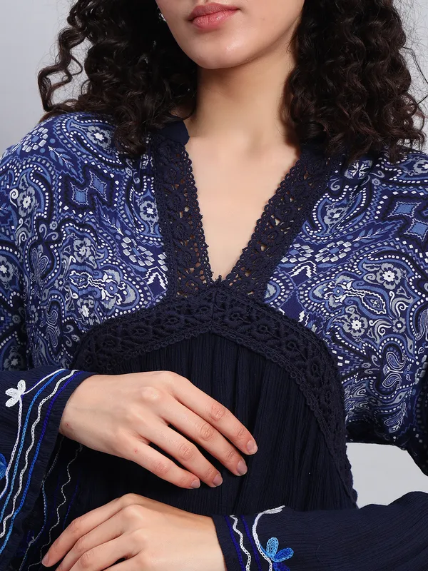 V_NECK_mandrain_collor_crochet_lace_embroidered_bell_full_sleeves_top